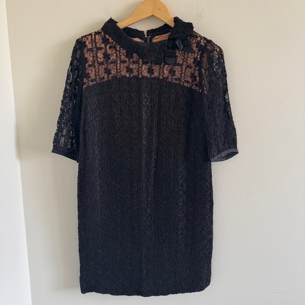 Vintage Black Lace Handmade Shift Dress